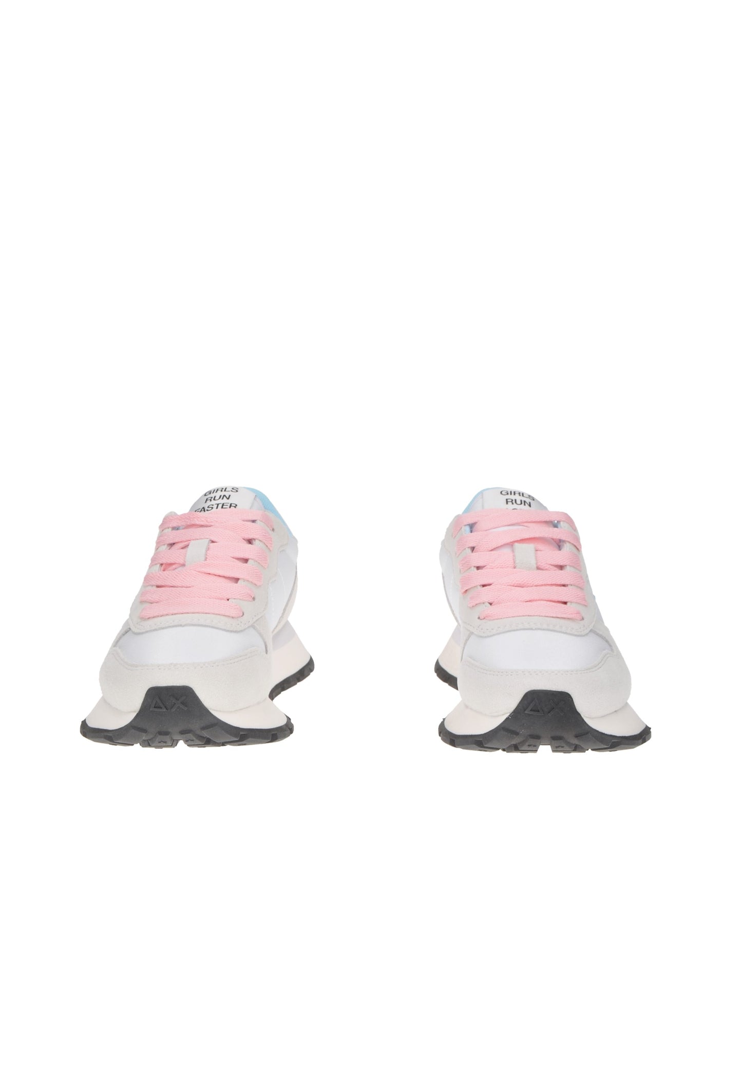 Z35201 SUN68 sneaker in white and pink, featuring a durable rubber sole and cushioned footbed for comfort.