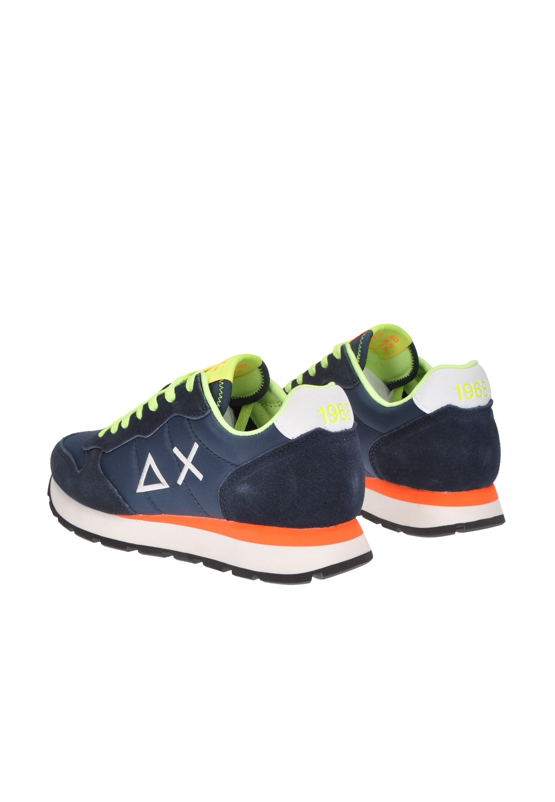 Navy and neon sneaker with lace closure and cushioned sole, perfect for stylish comfort.