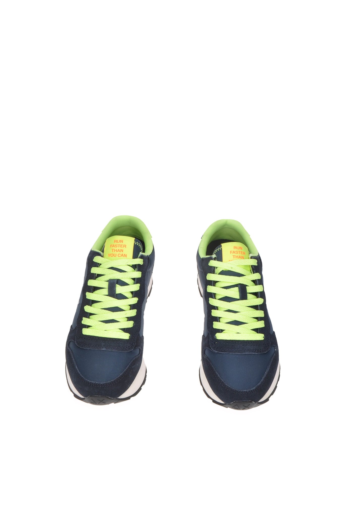 Z35102 sneaker SUN68 Tom Fluo, navy blue with neon green laces, stylish and comfortable design, perfect for modern looks.