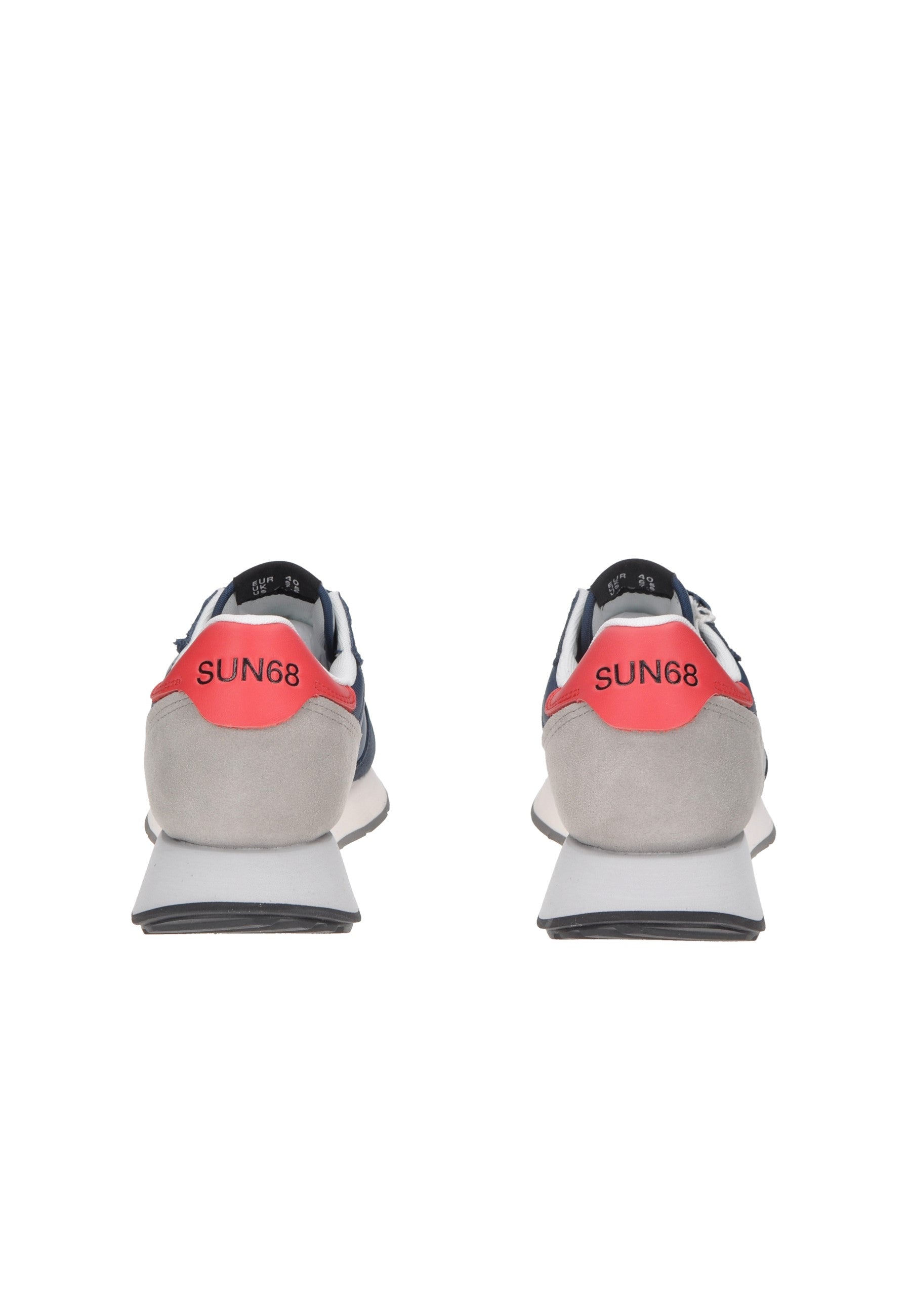 Back view of Z35111 sneaker SUN68, showing grey and red design with comfortable rubber sole.