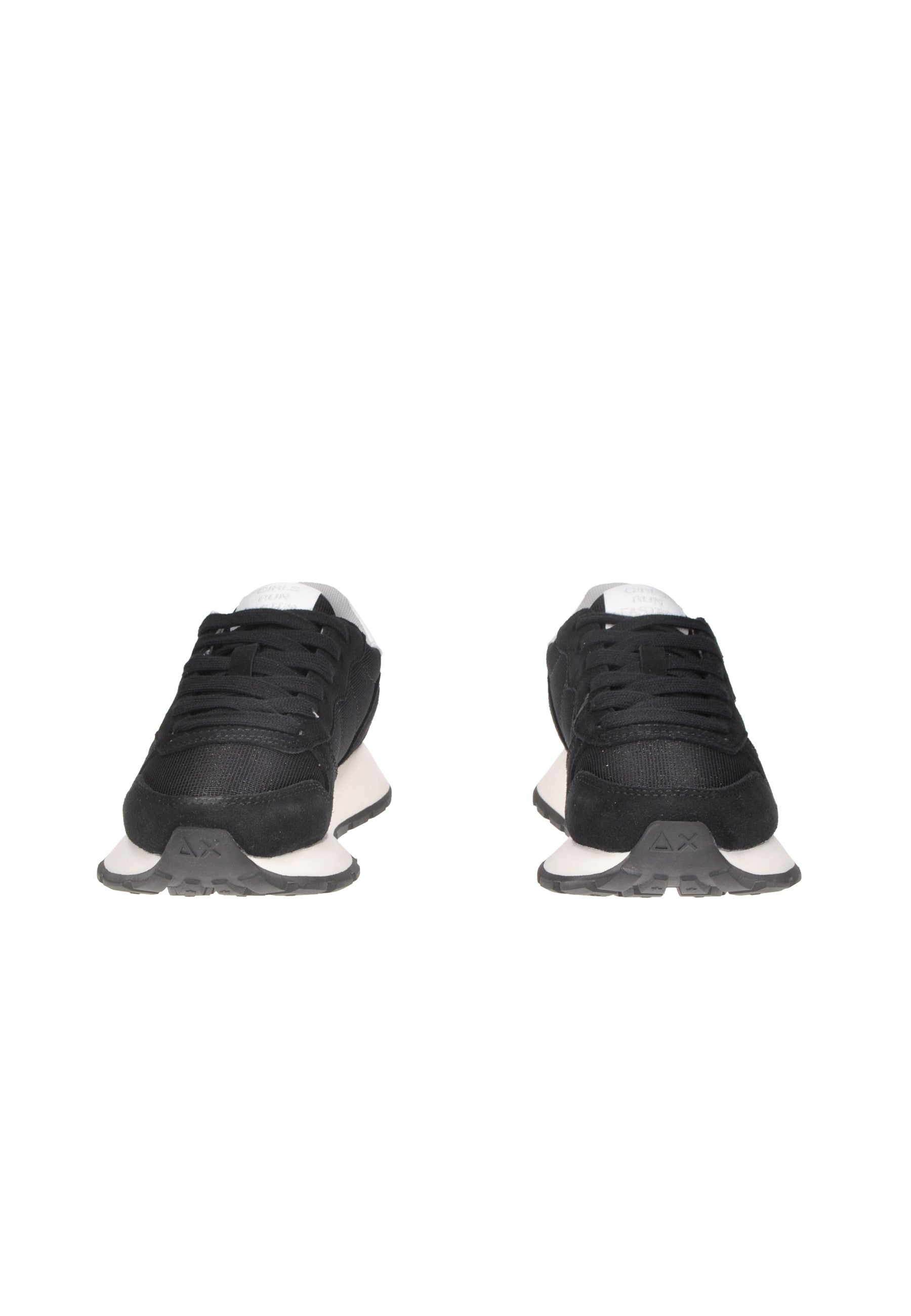 Back view of Z35203 sneaker by SUN68, featuring black suede and white rubber sole for stylish comfort.