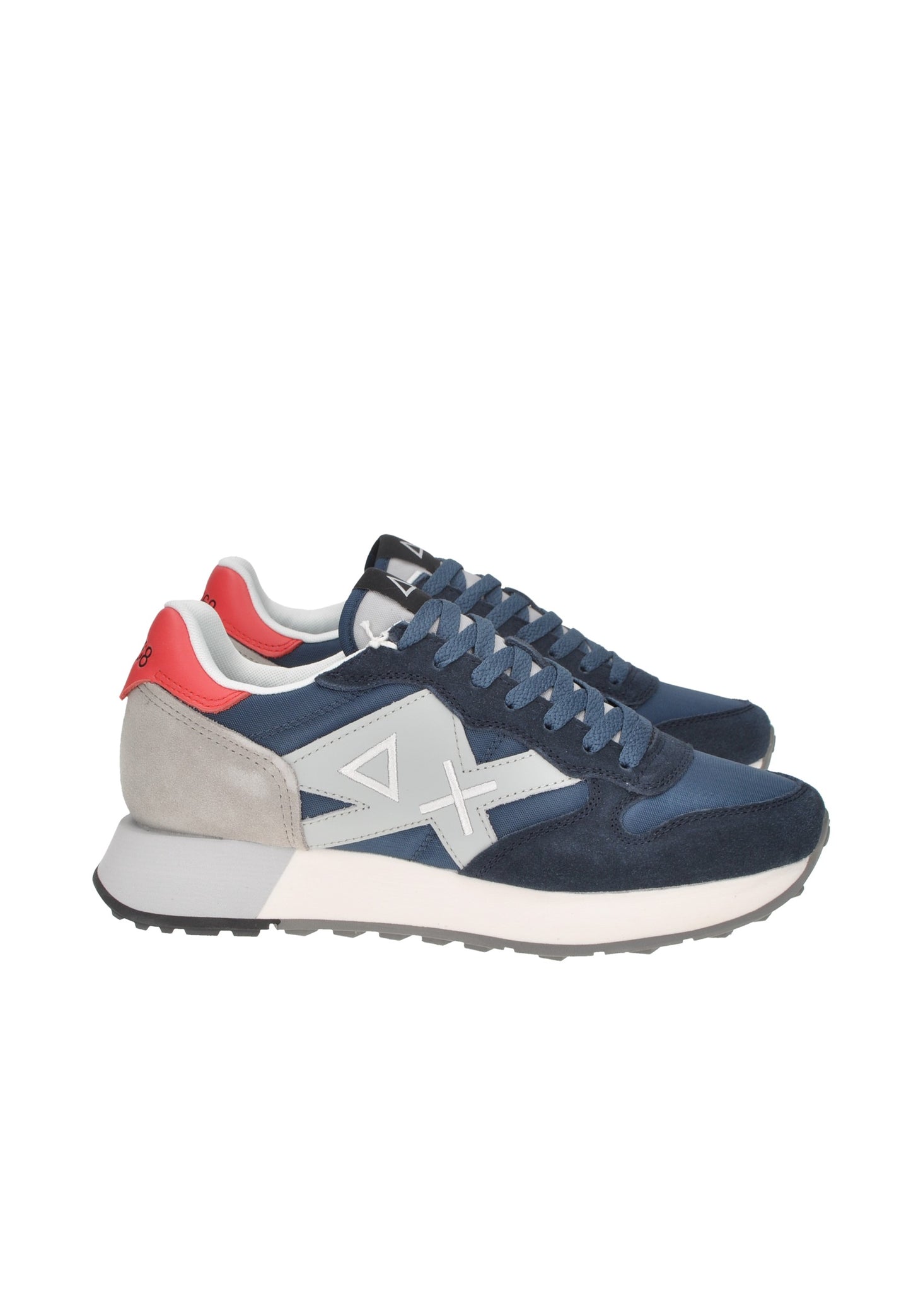 Z35111 sneaker SUN68 in navy blue with white and red details, featuring a stylish design and comfortable rubber sole.