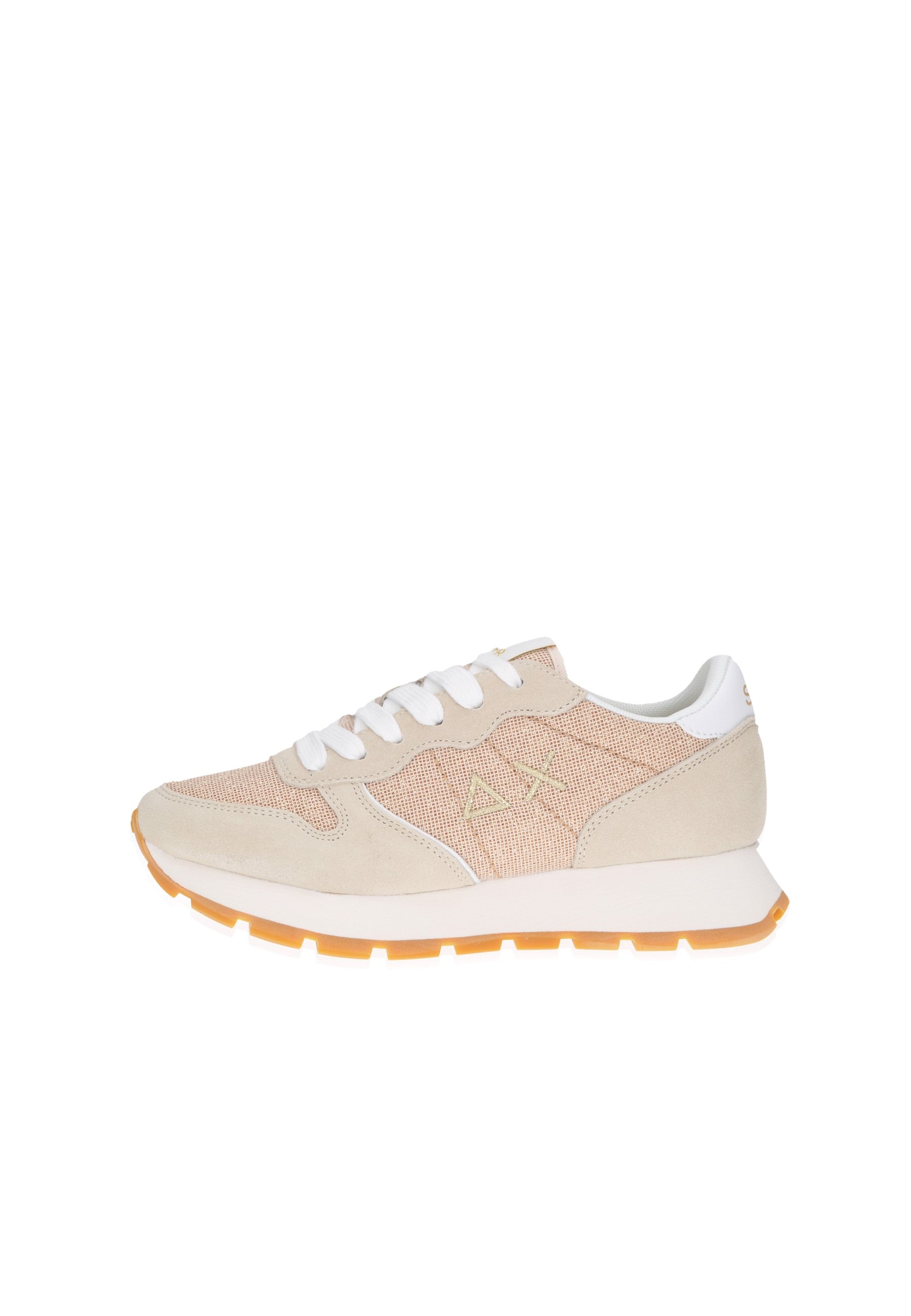 Z35203 sneaker SUN68 in beige with glitter detail and rubber sole, offering stylish comfort.