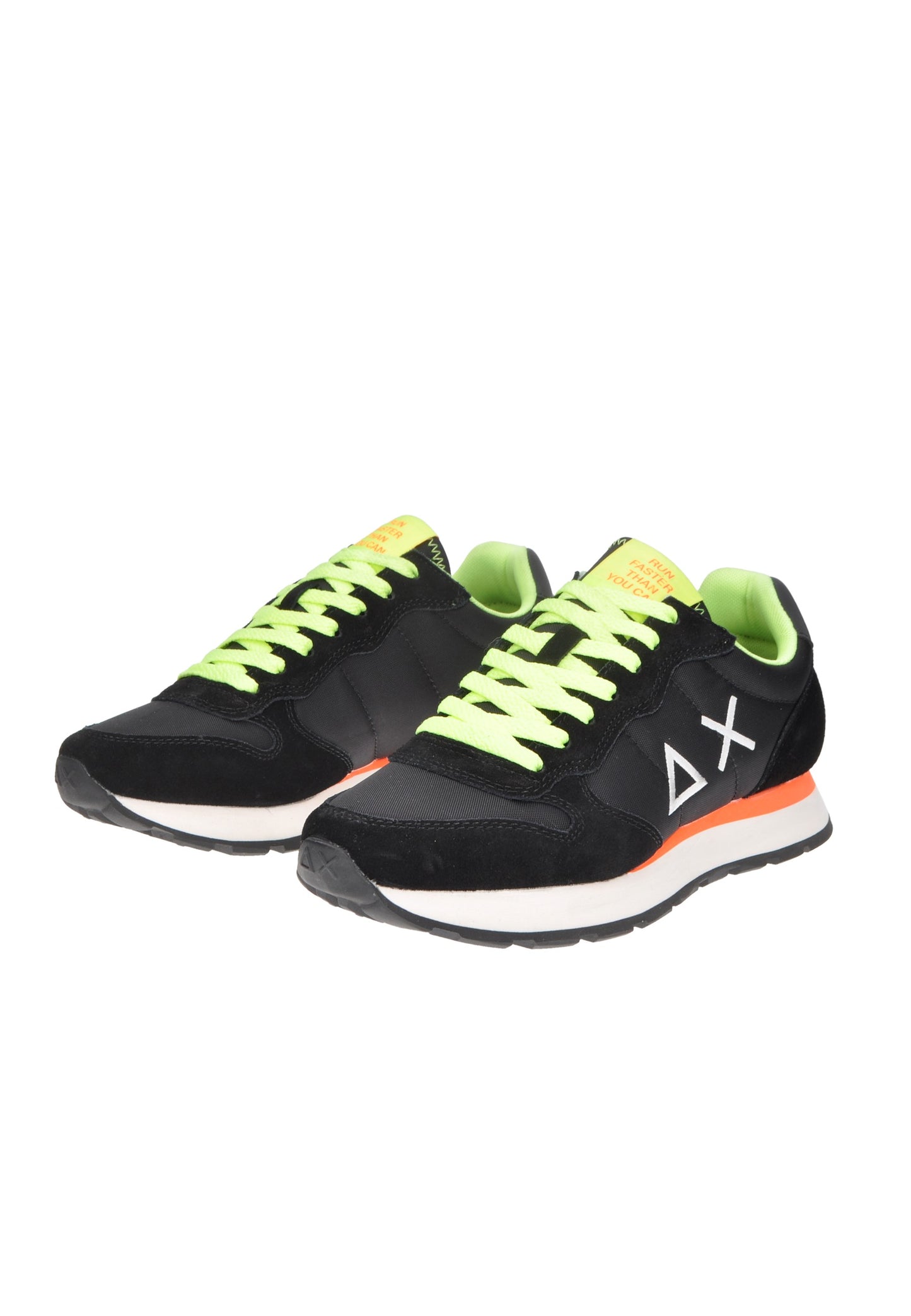 Z35102 sneaker SUN68 in black with neon laces and orange accents, stylish and comfortable for modern looks.